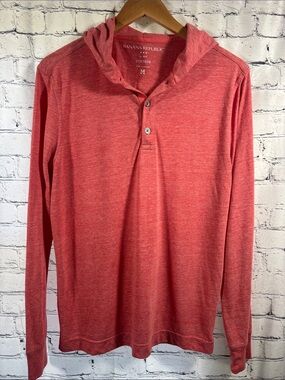 Banana Republic Men’s Heathered Coral Hooded Henley